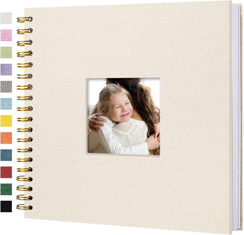 Hiwhy Scrapbook Photo Album Linen Cover, 10 x 10 Inch Hardcover Kraft White Pages Memory Book, for Travel Wedding Guest Book Christmas Baby Shower (40 Sheets/ 80 Pages,Beige) - Image 1
